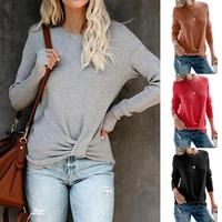 2022 autumn and winter new womens womens sweater hem knotted pullover sweater