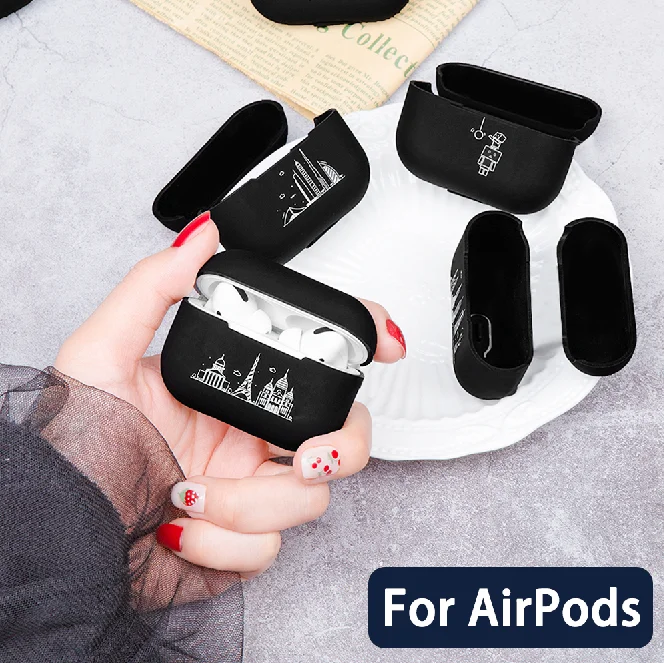

Черный чехол для AirPods Pro, чехлы для Apple AirPods Pro, мягкий силиконовый чехол для наушников Air Pod Pro, мультяшный чехол для наушников
