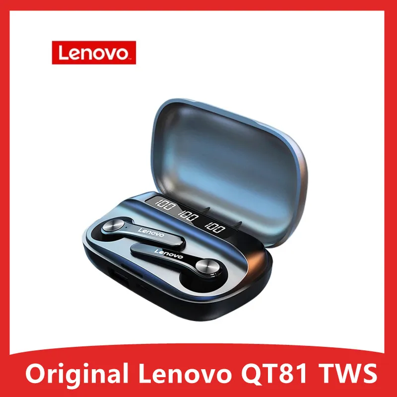 

Lenovo QT81 TWS Wireless Headphone Stereo Sports Waterproof Earbuds Headsets with Microphone Bluetooth Earphones HD Call 1200mAh