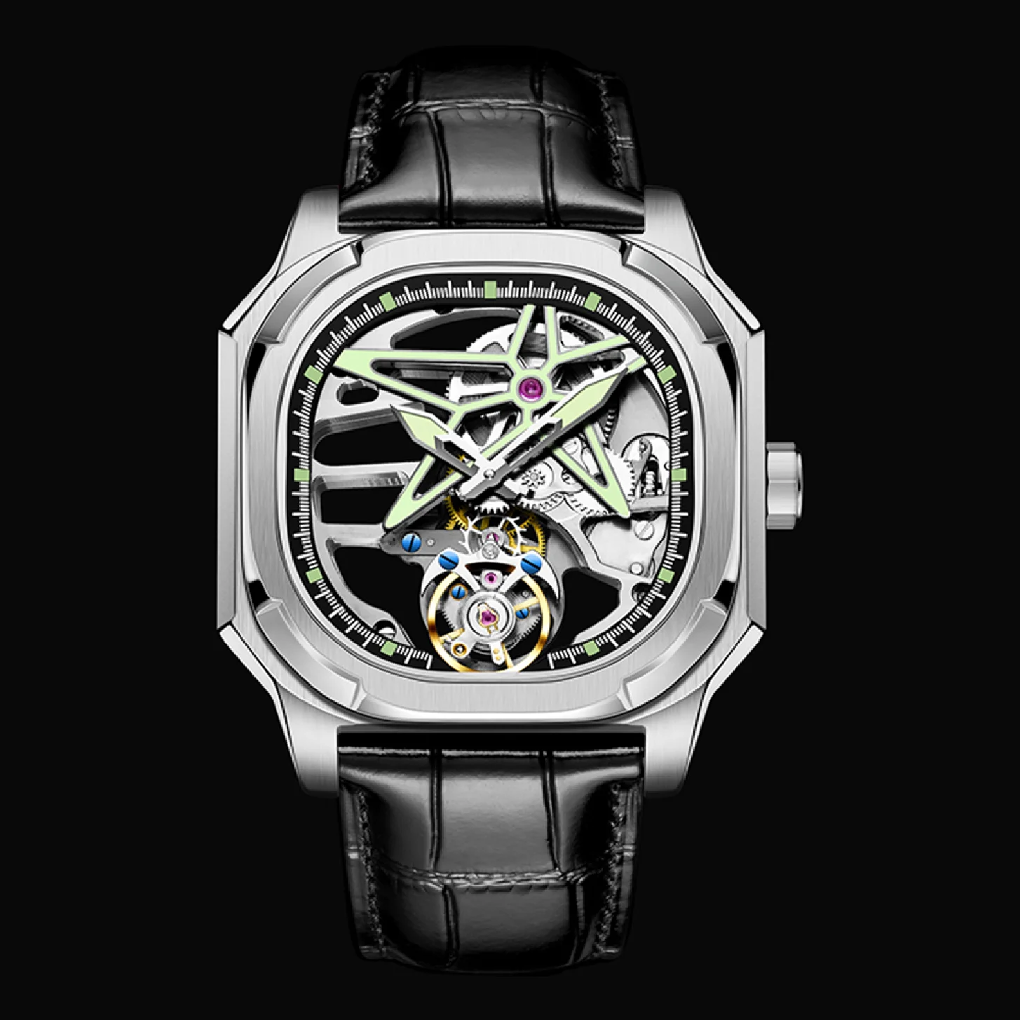 

AESOP Natural Diamond Mens Tourbillon Mechanical Sports Waterproof Wrist Watches Skeleton Designer Watch for Men Brand Luxury A