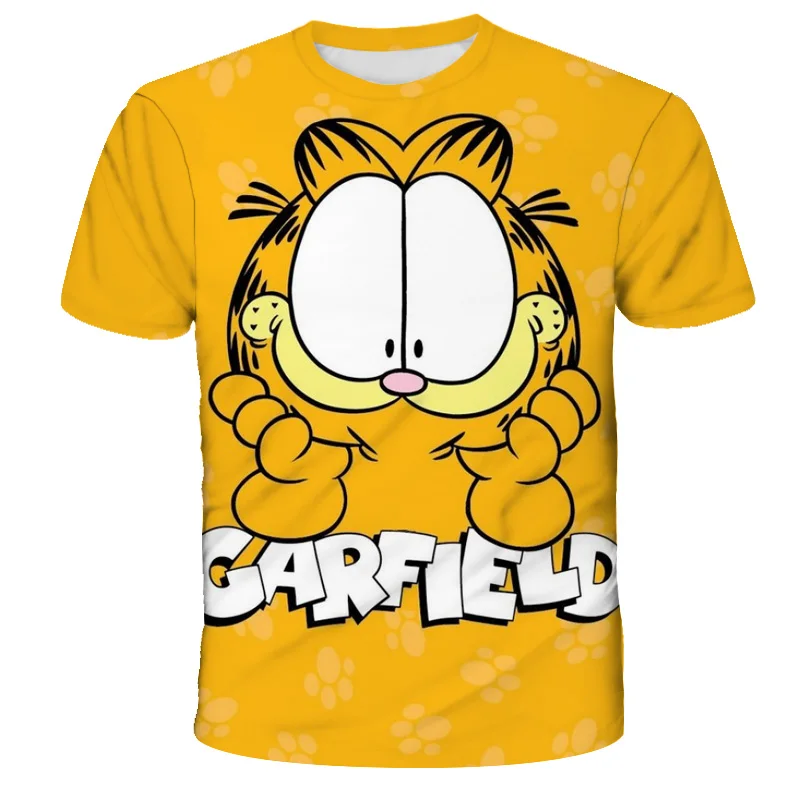 2022 Summer New Children Clothing Cute Cartoon Garfield- T-Shirt  Kids Cool Camiseta 3D Short Sleeved Fashion cute Tops