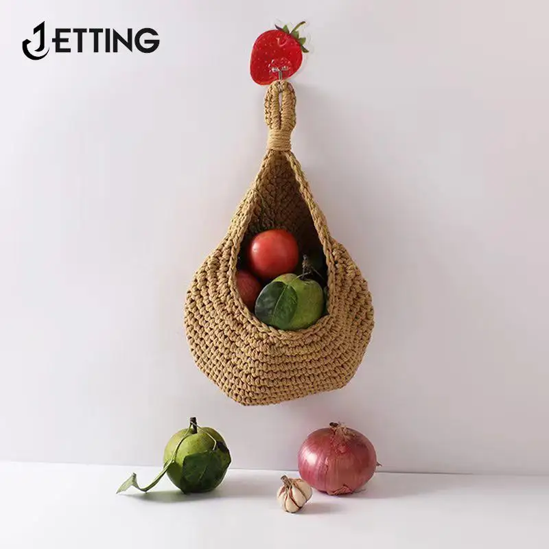 

1 шт. корзина для хранения из пеньковой веревки, тканые подвесные корзины, кухонные настенные цветочные корзины, украшение для фруктов