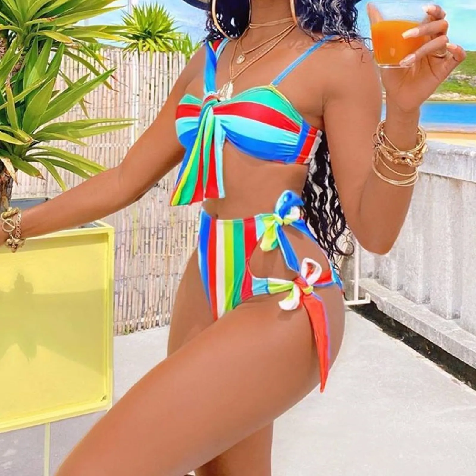 

2021 Women Sexy High Waist Bikini Set Summer Leopard Snake Print Push Up Swimsuits Bandeau Thong Brazilian Biquini Bathing Suit