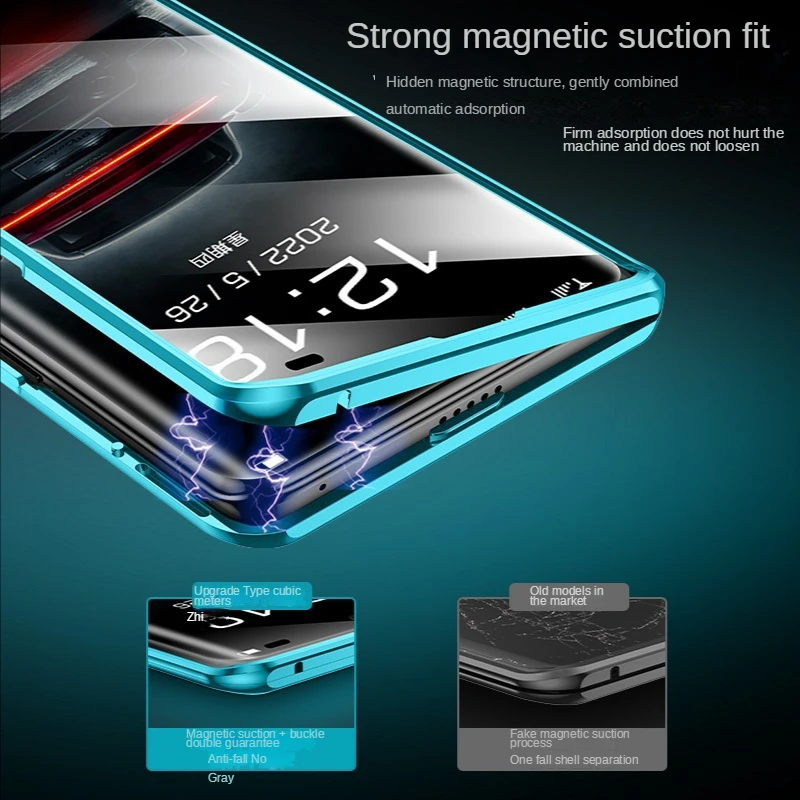 360 Full Body Cover For Huawei P50 Pro Case Tempered Glass Case For Huawei Nova10  9 Honor 50 60 70 Pro Plus Flip Metal Frame