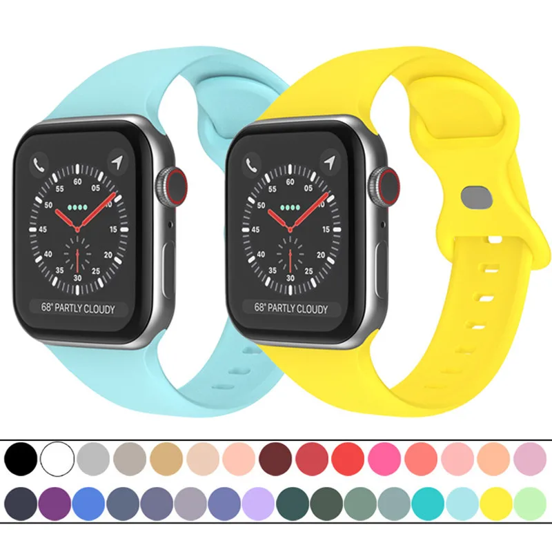 

Silicone Strap For Apple Watch Ultra 49mm Band 40/44mm 38/42mm Smartwatch Sports Bracelet iWatch series 8 7 6 SE 5 4 3 41mm 45mm