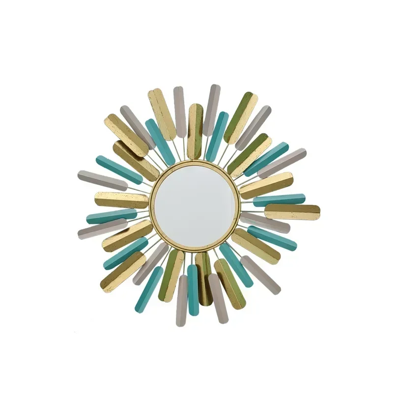 Роскошное креативное железное круглое зеркало средней длины умывальник