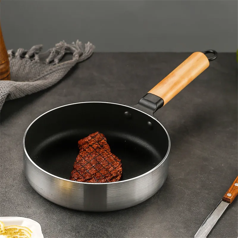 

Japanese Wooden Handle Nonstick Pan Durable Omelet Frying Pan Cooking Pots Kitchen Cookware Utensils for Gas Induction Cooker