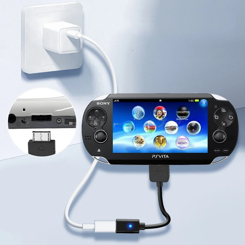 Фото Сменный USB-C кабель для зарядки с LED-индикатором для консоли PS Vita 1000, адаптер питания Type-C, комплект для контроллера, чехол №4