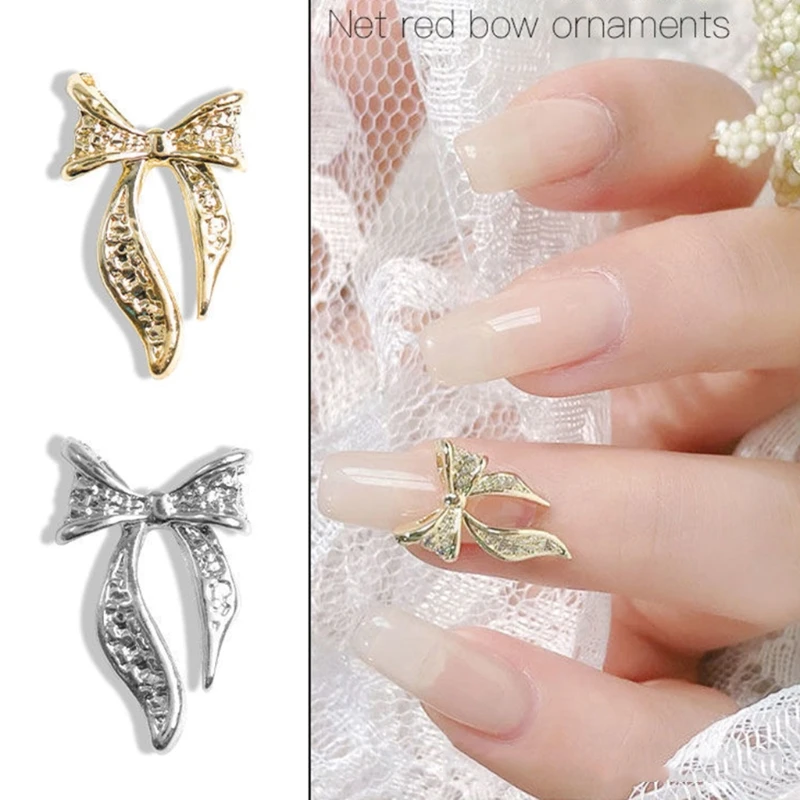 

20pcs 3D Bow Tie Design Nail Art Slices Alloy Bow Nails Art Decals Decoration for Women Girls