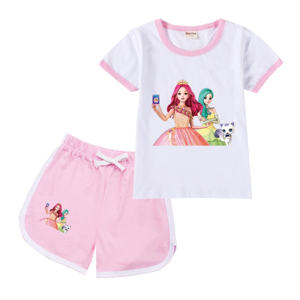 

Secret Jouju Anime Toddler Girls Clothes Summer Pajamas Cotton Short Sleeve T Shirt + Shorts Costume Girls Casual Sportswear Set