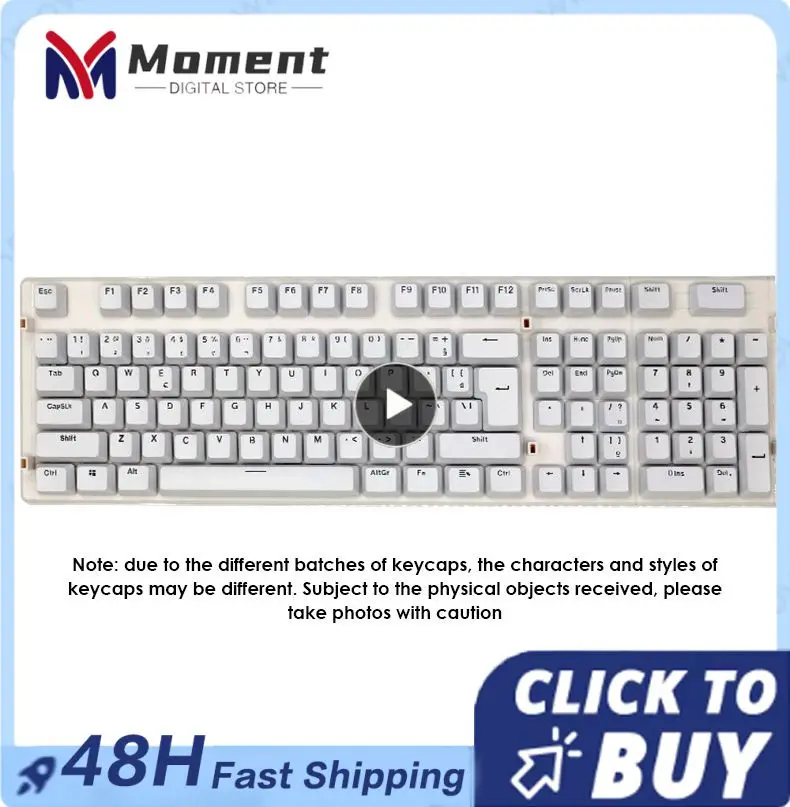 

New Keycaps Set Brazilian Text Abs 104 Keyscaps Black White Blue Pink Character Mechanical Keyboard