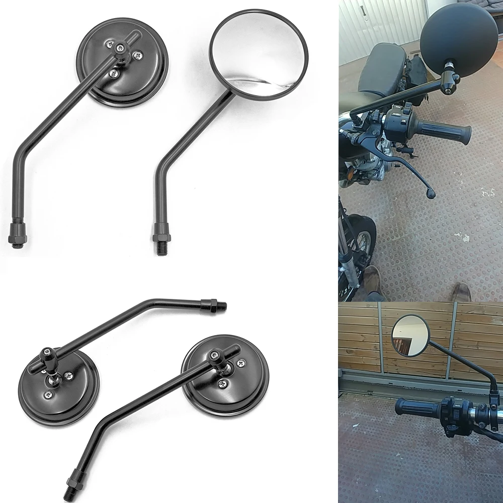 

Motorcycle Rear View Mirror Round Motorcycle Mirrors Adjustable 360 Degrees Retro Refit Round Motorcycle Handlebar End Mirror