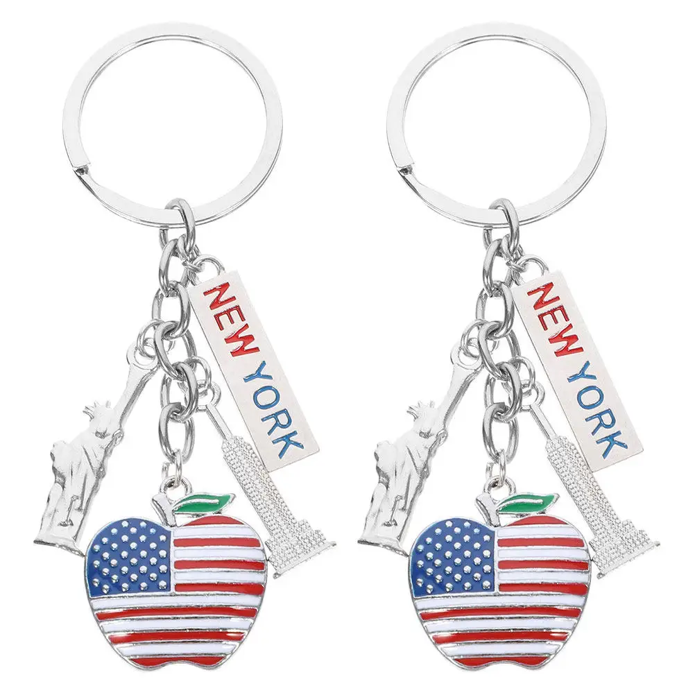 Фото 2 шт. брелоков Liberty, сувенир из США, из цинкового сплава, с изящным ажурным дизайном, брелок для ключей, сумки, кошелька, рюкзака, подвеска, Нью-Йорк. №5