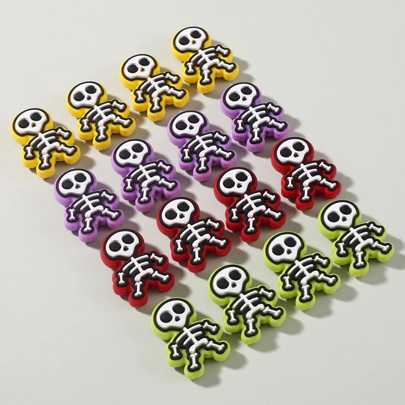 

10 шт., силиконовые жевательные бусины в форме черепа