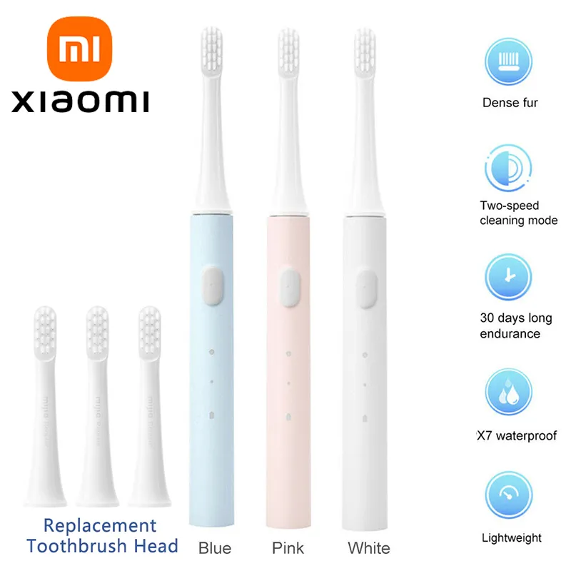 Xiaomi Mijia T100 סוניק חשמלי מברשת שיניים Mi חכם שן מברשת צבעוני USB נטענת IPX7 עמיד למים עבור מברשות שיניים ראש