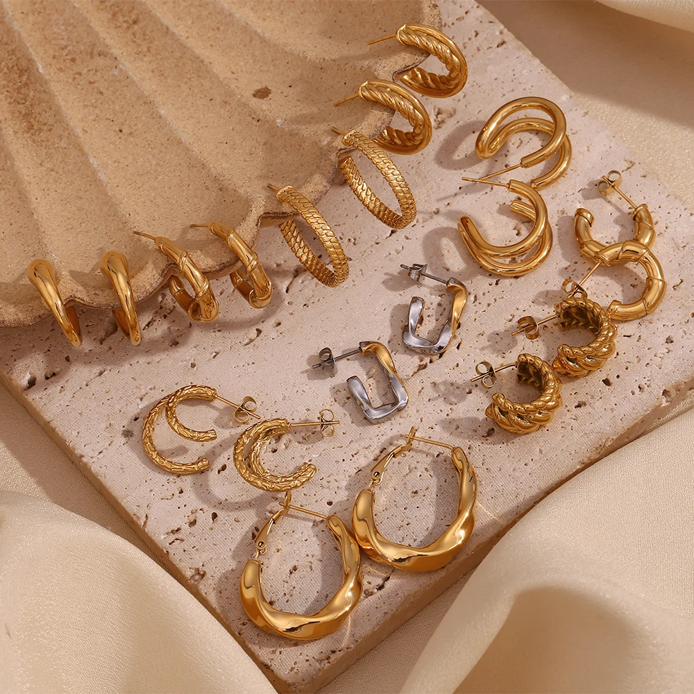 Распродажа Классические витые Разноцветные серьги из нержавеющей стали для