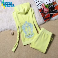 yiciya jc velvet sports suit womens hooded yoga suits two piece set tracksuit women crop top trousers hoodie sweatsuits pants