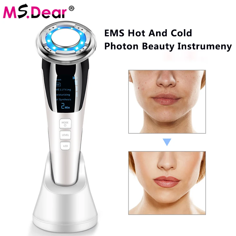 

EMS Wrinkle Remover LED Photon Therapy Sonic Vibration Hot Cool Treatment Facial Anti Aging Skin Cleaner Cleansing Rejuvenation