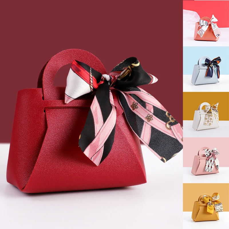 

Кожаные подарочные сумки, свадебная модная любимая сумка для гостей, мини-сумка с бантом и лентой, коробка для конфет, Eid вечерние Christmas