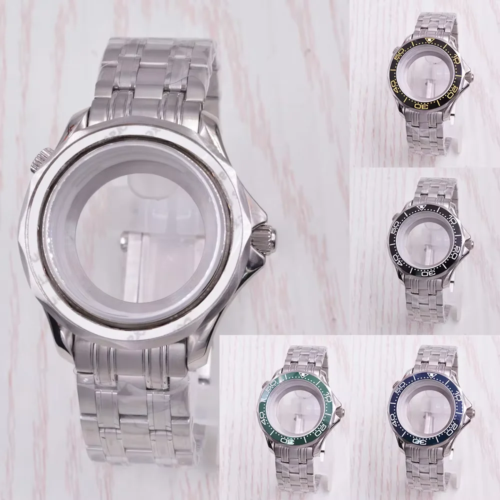 Ремешок из нержавеющей стали 316L 41 мм серебряный корпус для часов подходит