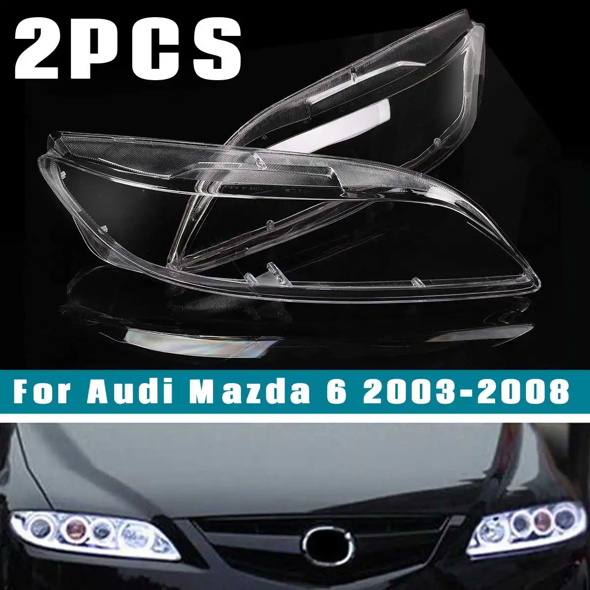 

Autoleader 1 Pair Car Headlight Headlamp Plastic Clear Shell Lamp Cover Replacement Lens Cover 60cmx6cm For Mazda 6 2003-2008