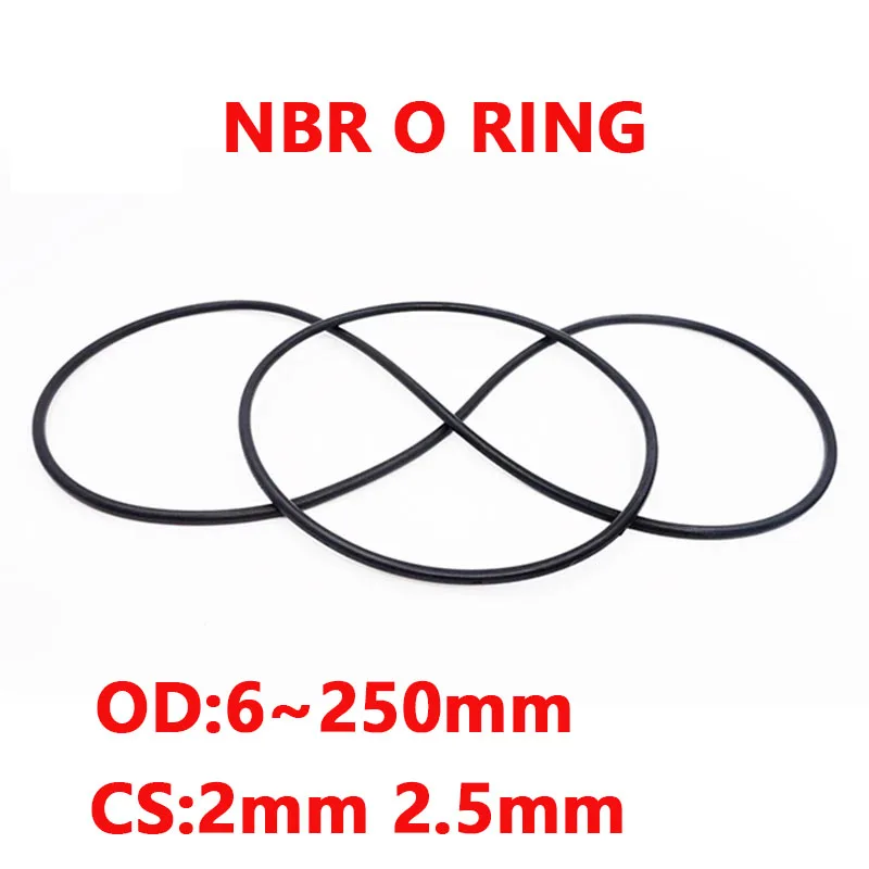 10/5pcs Black O Ring Gasket CS2mm 2.5mm OD6-250mm NBR Automobile Nitrile Rubber Round Type Corrosion Oil Resist Sealing Washe - купить по
