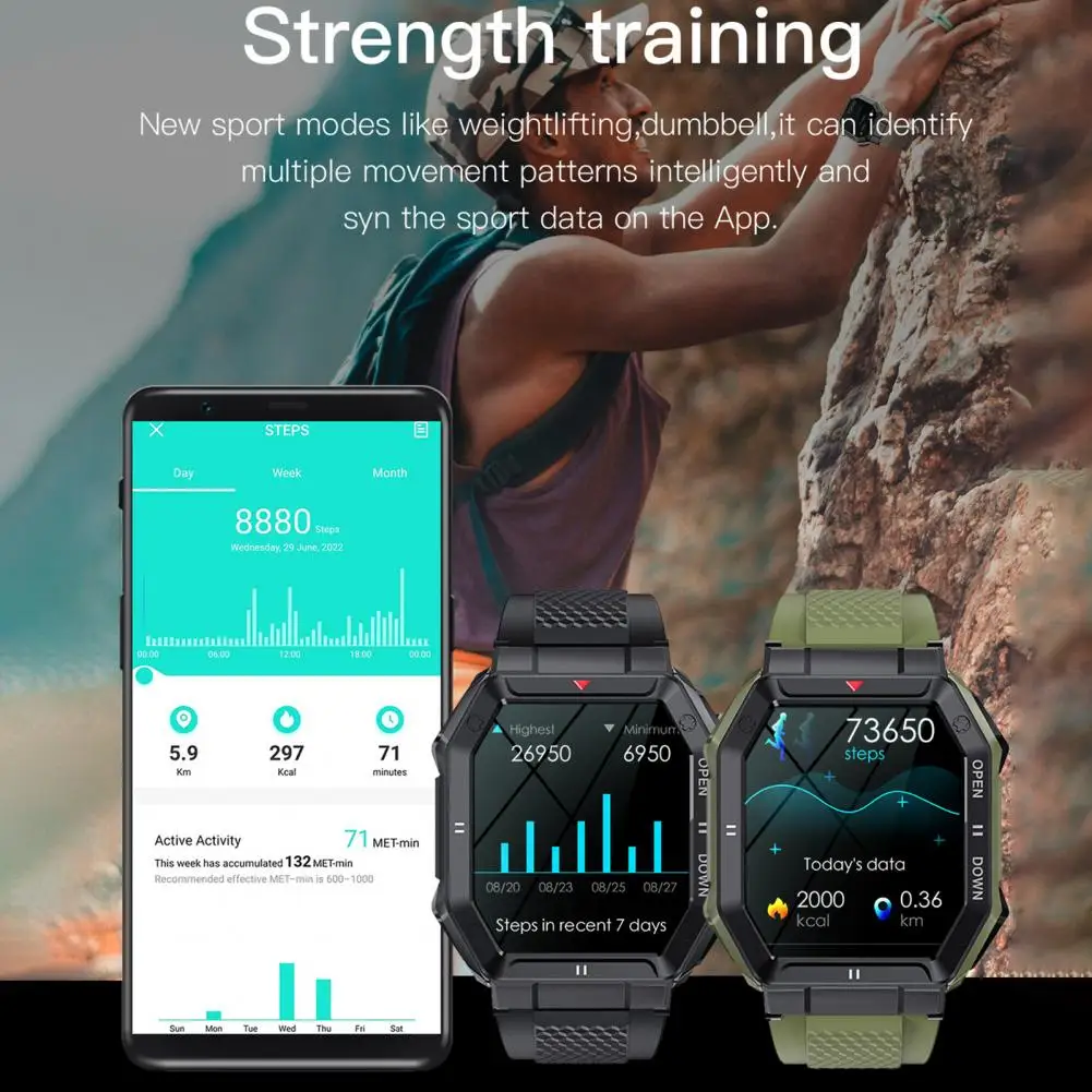 

Цифровые наручные часы, креативные, с долгим выносливостью, квадратные мужские умные наручные часы для фитнеса, спорта на открытом воздухе