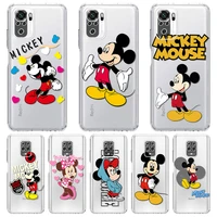 cartoon mickey and minnie clear case for xiaomi redmi note 10 9 8 11 pro k40 10s 9s 9a 9c 9t 8t 7 10c silicone phone cover soft