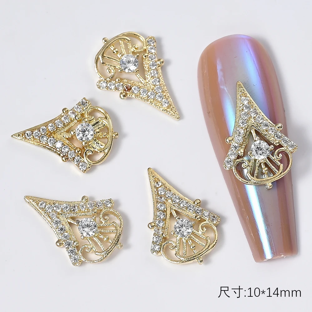

5pcs Luxury Nail Art Zircon Diamond Jewelry Nail Charms 3D Hollow Crystal Alloy Manicure Chain Accessory DIY Nail art Decoration