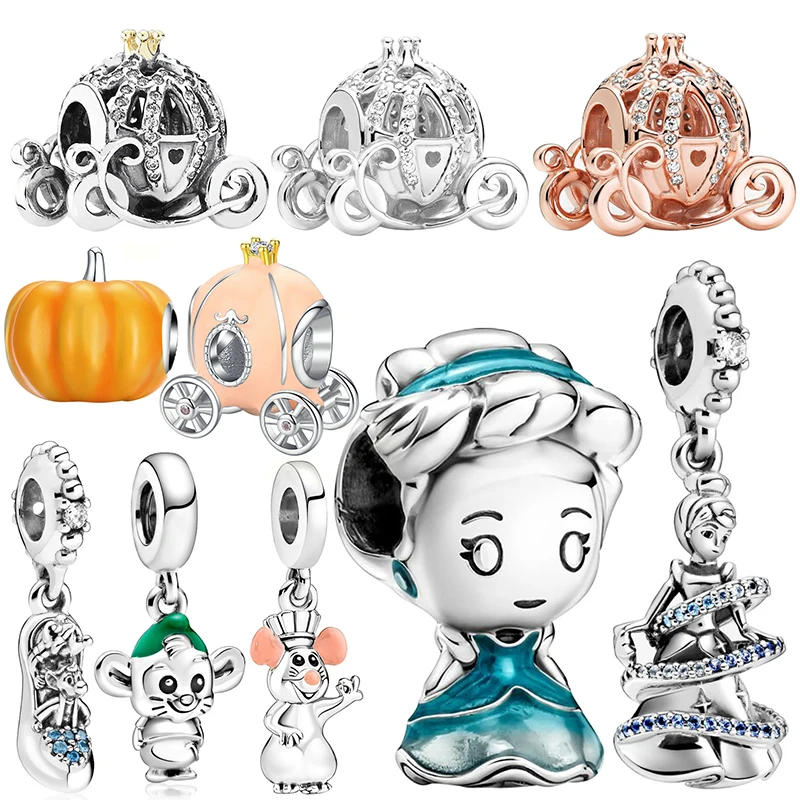 

Disney Anime Sparkling Carriage Pumpkin Coach Beads for Jewelry Making Fit Pandora Cinderella Charms Bracelet Women Accessories