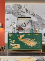 gy modern light luxury new chinese retro emerald sideboard painted peacock living room entrance storage cabinet