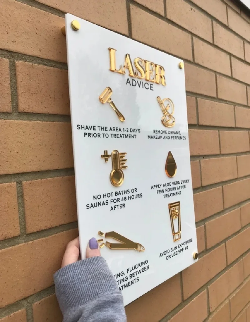 Лазерный знак для удаления волос акриловый настенный A3 Настенный декор салона