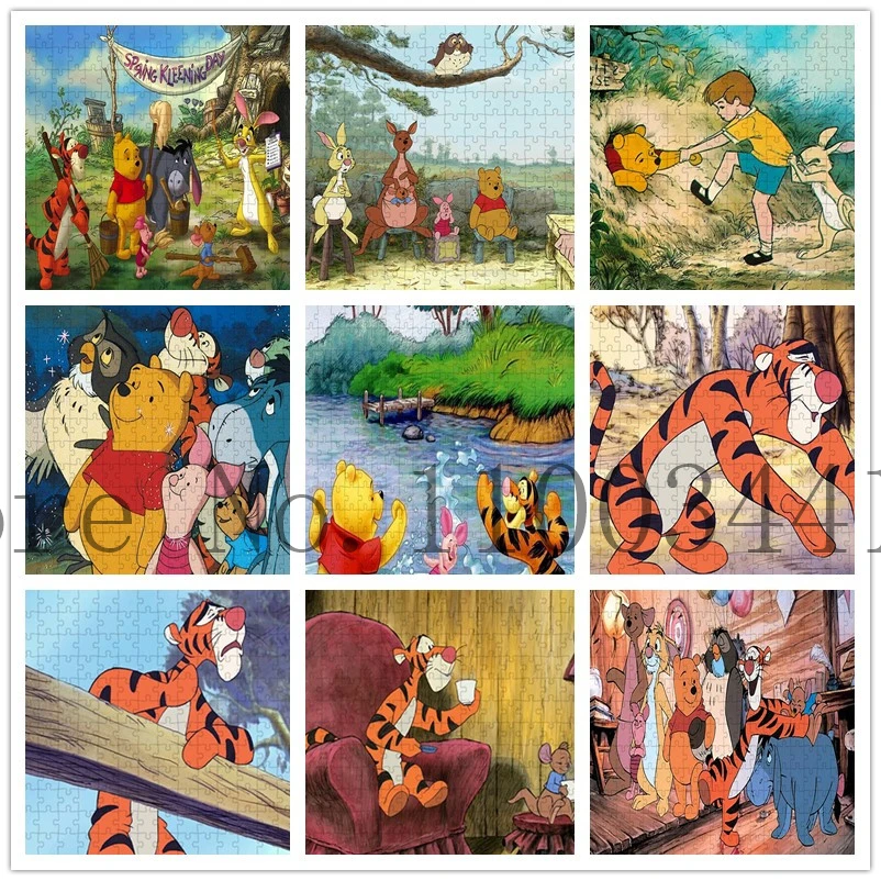 

300/500/1000 Pcs Jigsaw Puzzle Cartoon Winnie The Pooh Tigger Paper Puzzles Children's Educational Diy Toy Adult Handmade Gift