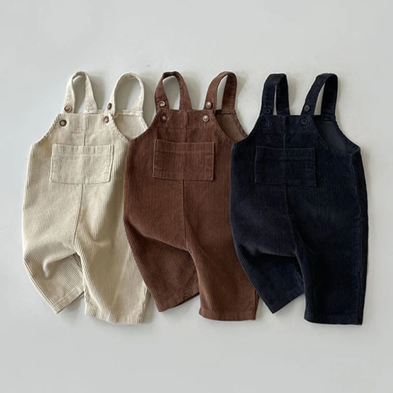 

Toddler Baby Boy Girl Overalls Spring Autumn Solid Retro Corduroy Bib Pants for Infants Cotton Casual Kids Clothes Girls 0-24M