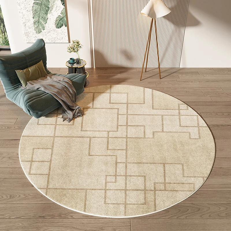 Простой бежевый ковер для гостиной круглый большого размера спальни домашний