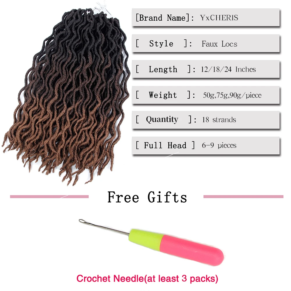 YxCheis Synthetic Crochet Hair Braids Goddess Faux Locs Ombre Curly Soft Dreads Dreadlocks For Black Woman Extensions Afro Curls images - 6
