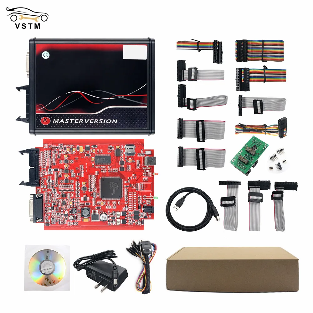 New Chip Tuning Tool  KTAG V7.020 2.25 SW Online K-tag Full Set Cables Ktag V7.020 Red PCB+Red 3D sticker+4LED Master ECU