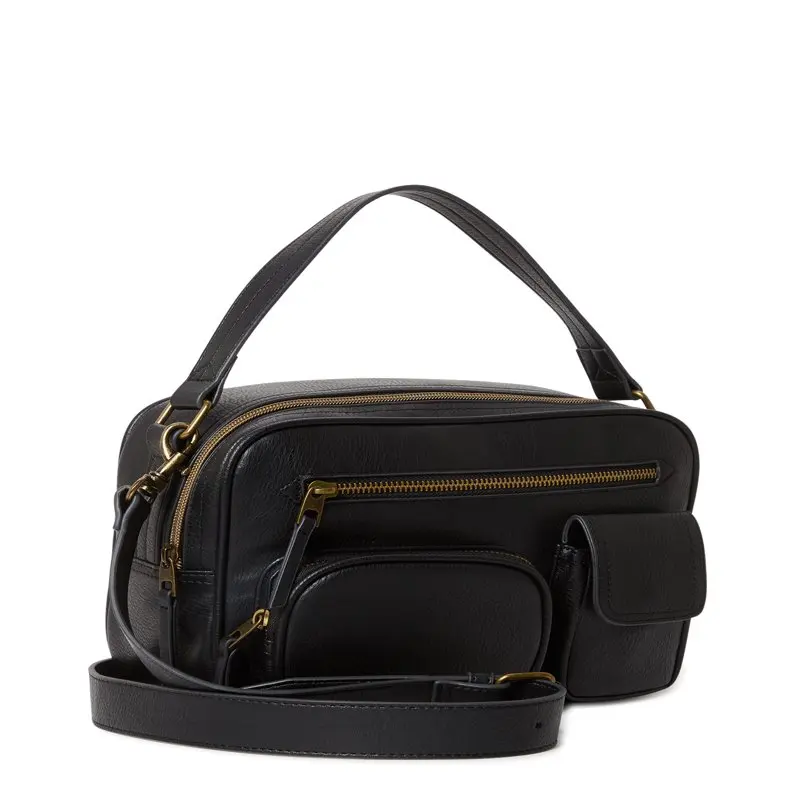 

Модная Стильная черная кросс-боди сумка из искусственной кожи с верхней ручкой, идеально подходит для повседневного использования.