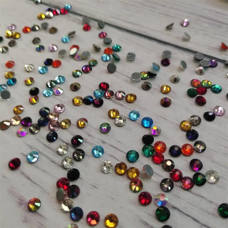 

FOUCAULANE DIY Handmade Accessories Crystal Glass Flat Bottom Drills Rhinestones Round Nail Drills Various Decorative Drills