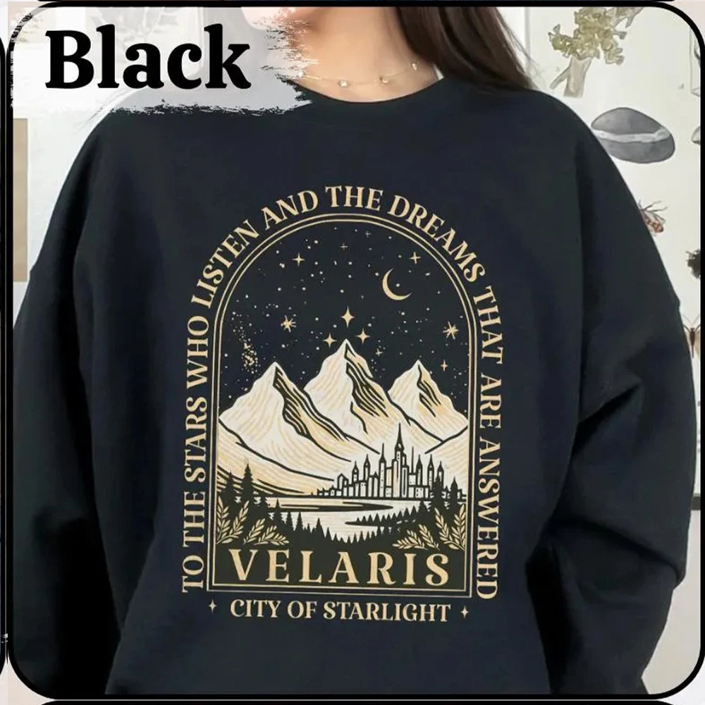 Фото Толстовка Velaris Acotar для женщин, свитер City of Starlight, винтажный свитер с круглым вырезом в ночном стиле, уличная одежда №2