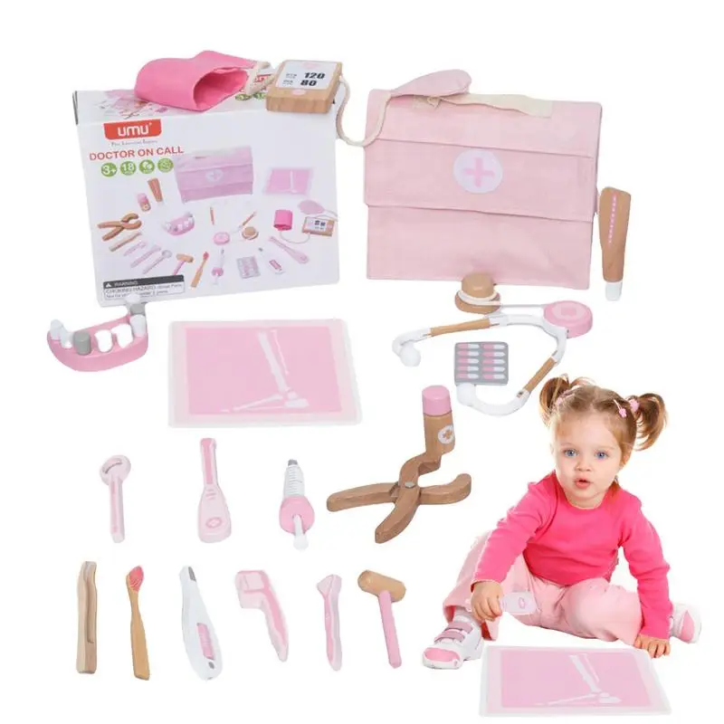 

Kids Doctor Playset 18PCS Pretend Cosplay Doctor Kit With Crossbody Bag Parties Role Play Toy With Stethoscope Blood Pressure