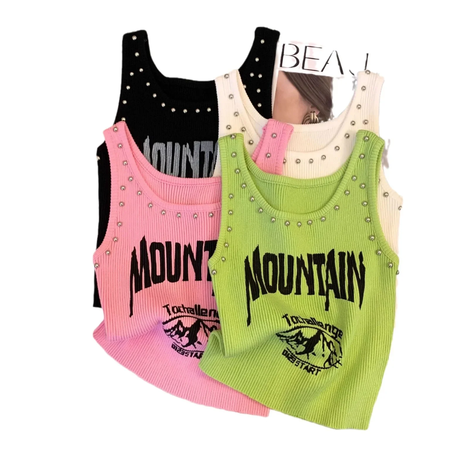 Укороченный топ с буквенным принтом в американском стиле для женщин летняя