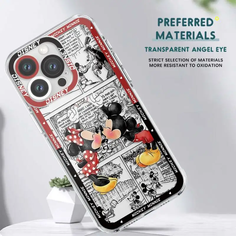 Чехол для телефона iPhone 14 13 12 Mini 11 Pro Max 15 8 X XR XS MSX 6 6S 7 SE 15Plus Прозрачный чехол Disney Mickey