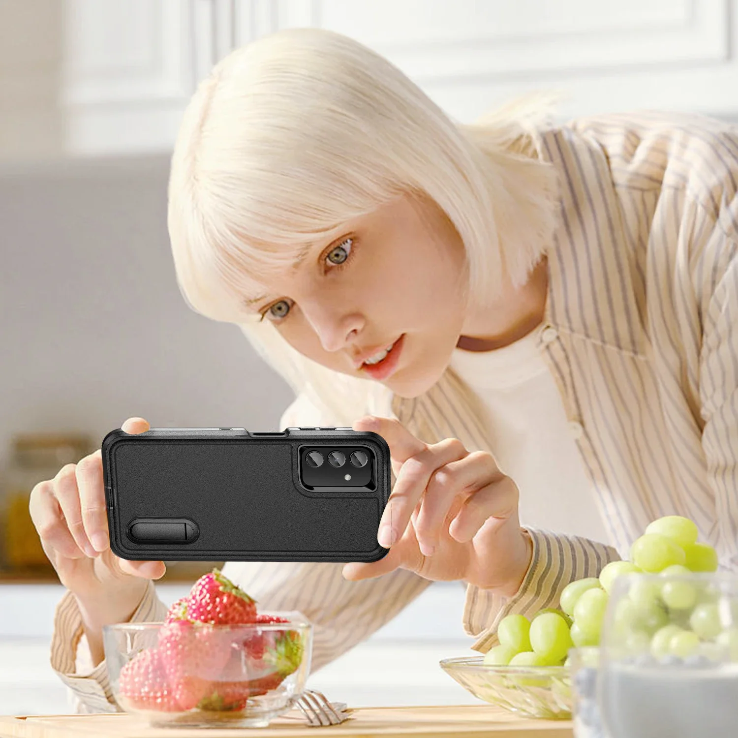 Для Samsung S24 Жесткий трехслойный чехол для Galaxy S23 FE S22 Ultra Plus Аксессуары с подставкой