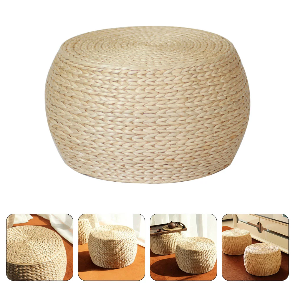 

Grass Cushion Step Stools Kids Small Ottoman Tatami Round Footstool Rattan Entrance Footstool Child Household Stool