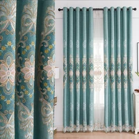 european style chenille embroidered curtains fabric living room bedroom paste velvet water soluble embroidery jacquard curtain