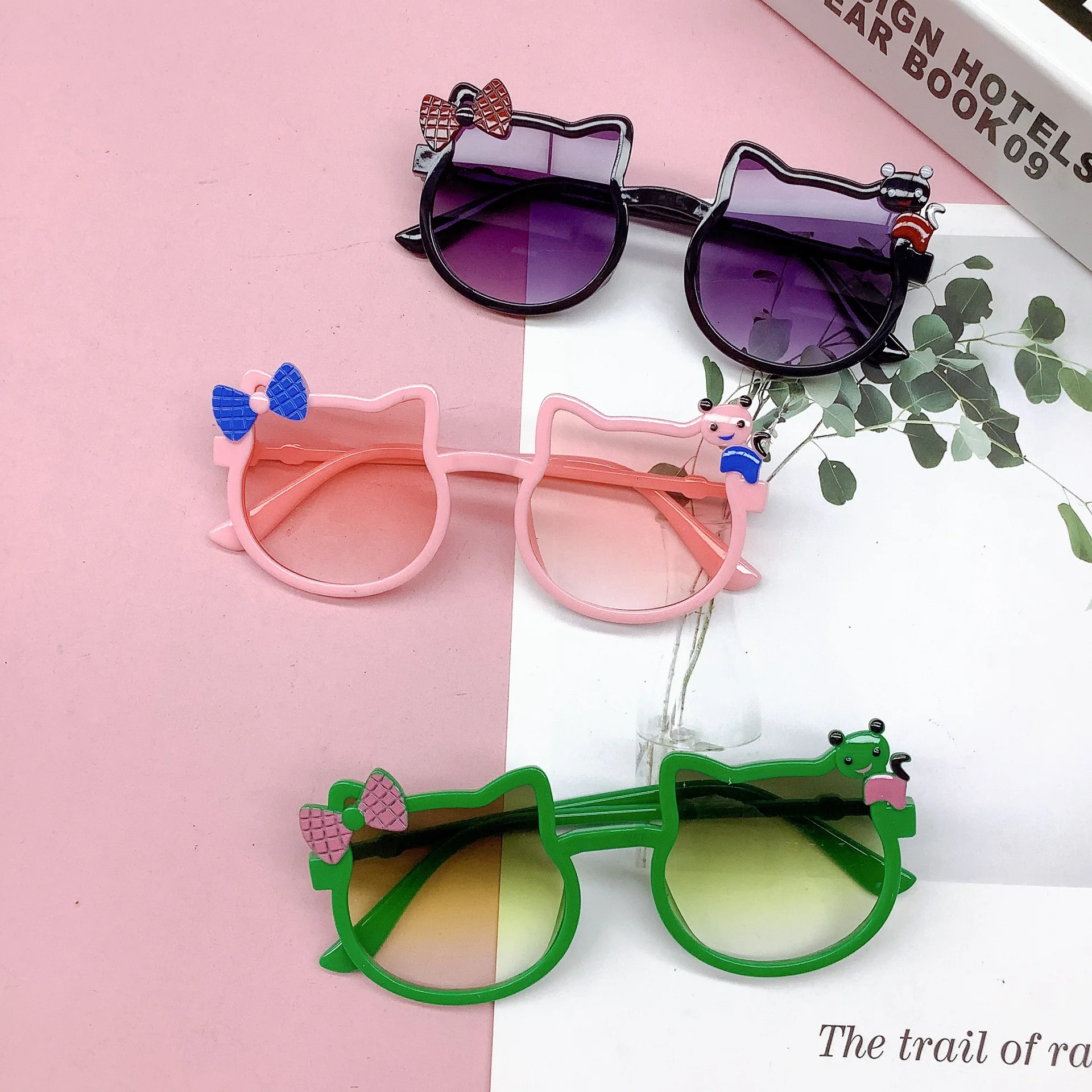 

2023 New Children Lovely Sunglasses Baby's New Bow Fashion Sunvisor Sun Glasses Summer Girl Cat Kitty Eyewear Kids Cute Oculos