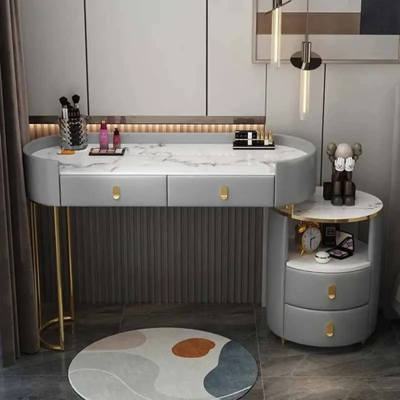 Белый туалетный столик в скандинавском стиле круглый светодиодный органайзер