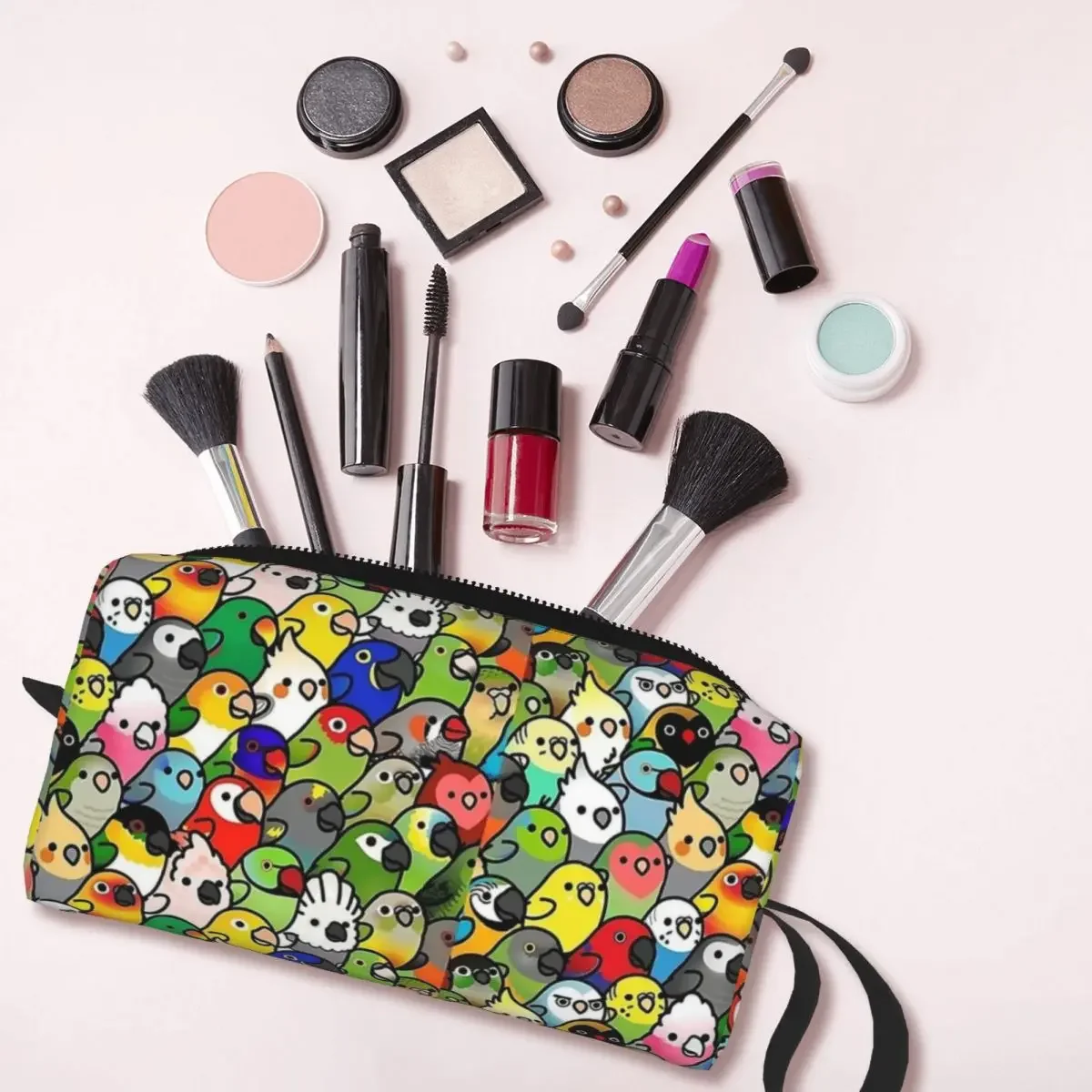 Большая косметичка Everybirdy с узором водонепроницаемая сумка радужная Тропическая