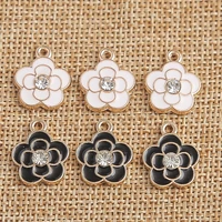 10pcs 13x16mm cute enamel crystal flower charms for jewelry making girls fashion earrings pendants necklaces diy bracelets gifts